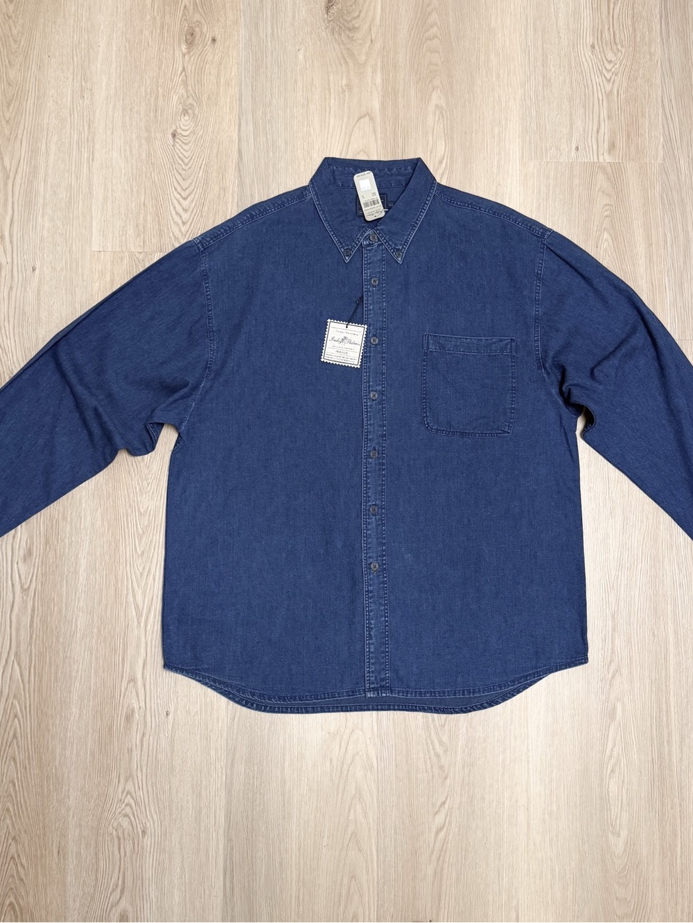 Indigo Palms Tommy Bahama Medium Wash Blue Button Up Mens Cotton Shirt XL New